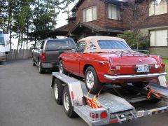 Hauling my V6 Powered MGB to the muffler shop