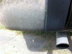 Closeup of staining and tailpipe
