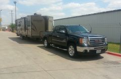 GMC 1500 pulling our 35' travel trailer