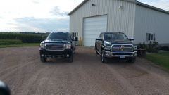 Size Comparison-GMC Sierra 3500HD Denali HD - Dodge Ram 3500 Larimie- Both 2014