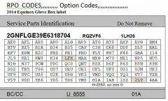 My 2014Chevy Equinox RPO Codes