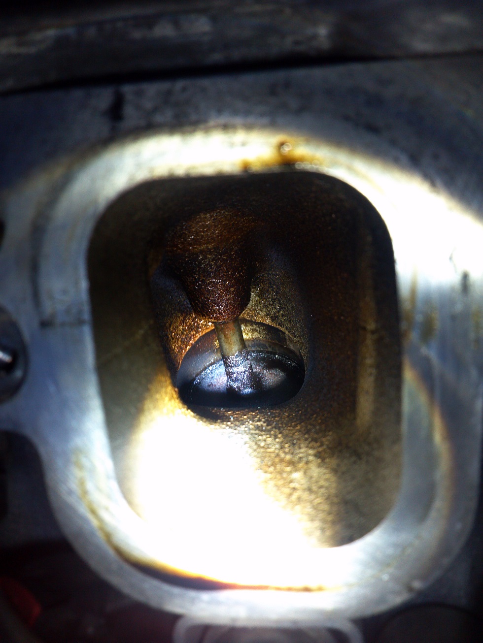 Intake manifold off with pics of intake valves with deposits. 2014
