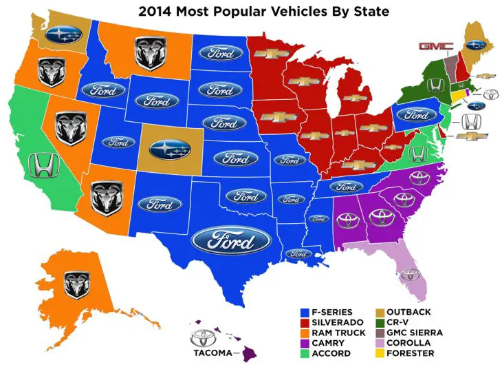 The most popular new vehicle in each state? Not what you might expect