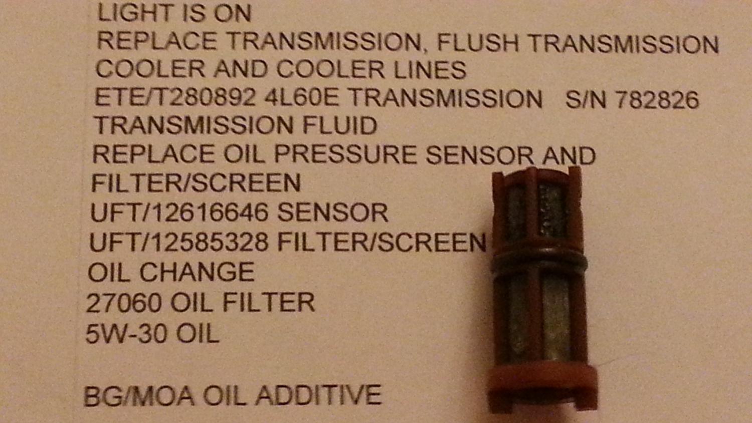 09 suburban oil pressure sensor