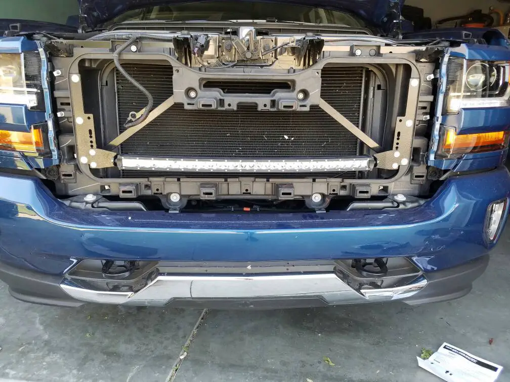30" light bar behind grill on 2016 Sierra 20142018 Silverado & Sierra Mods