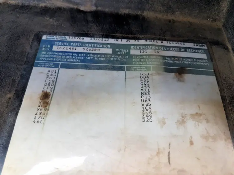 RPO Codes 1979 GMC 19731987 Chevrolet & GMC Square Body / Rounded