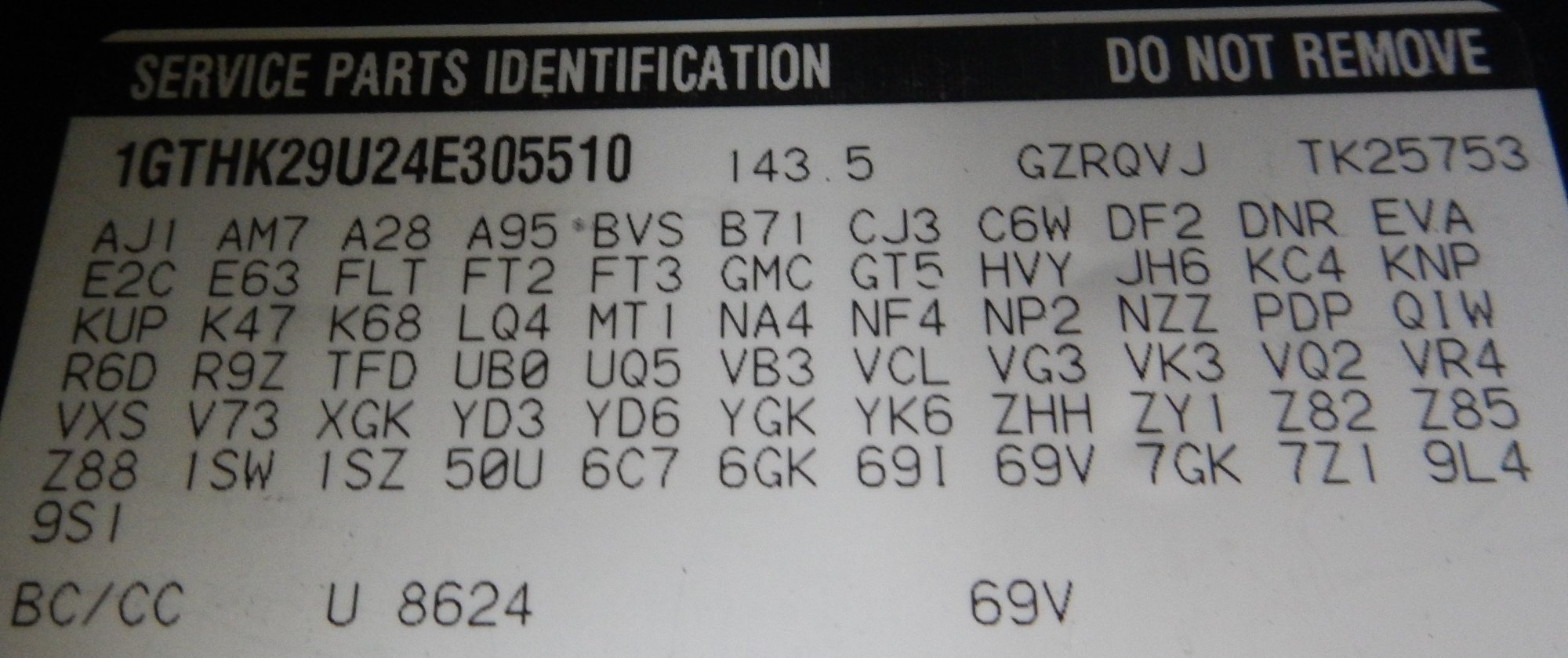 Service Parts Identification Codes Gm Carinside