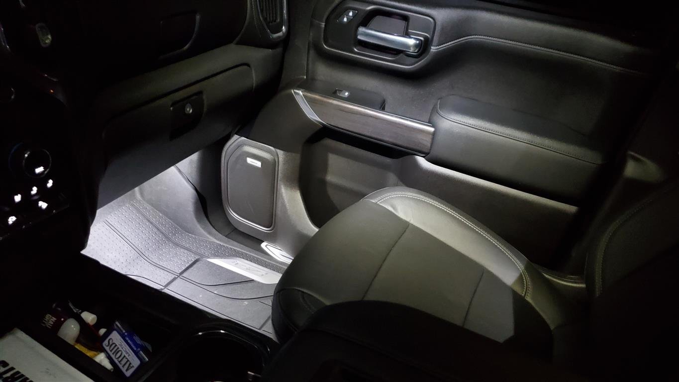 Installed Foot Well Floorboard lights 20192025 Chevy Silverado & GMC Sierra Mods