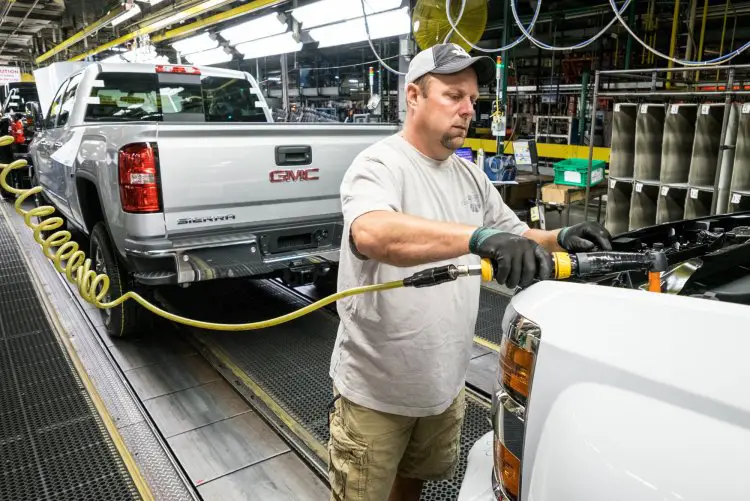 A Worker at GM's Flint Truck Assembly