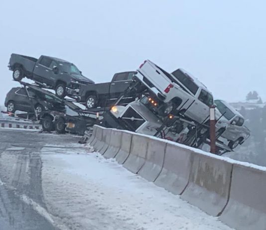 A Truckload Of Brand New Chevy Silverado! Hanging Off A Cliff! In A Snowstorm!