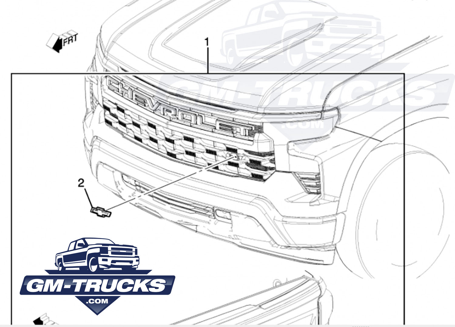 The new redesigned front end of the Chevy Silverado, leaked by a GM parts catalogue