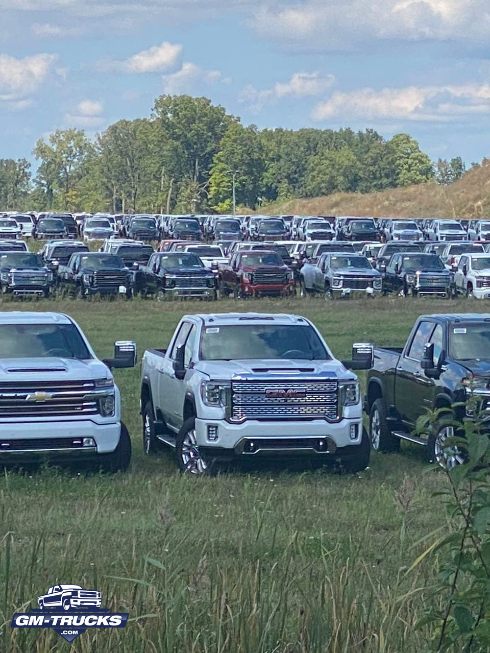 New 2021 HD Trucks Being Stored In Field