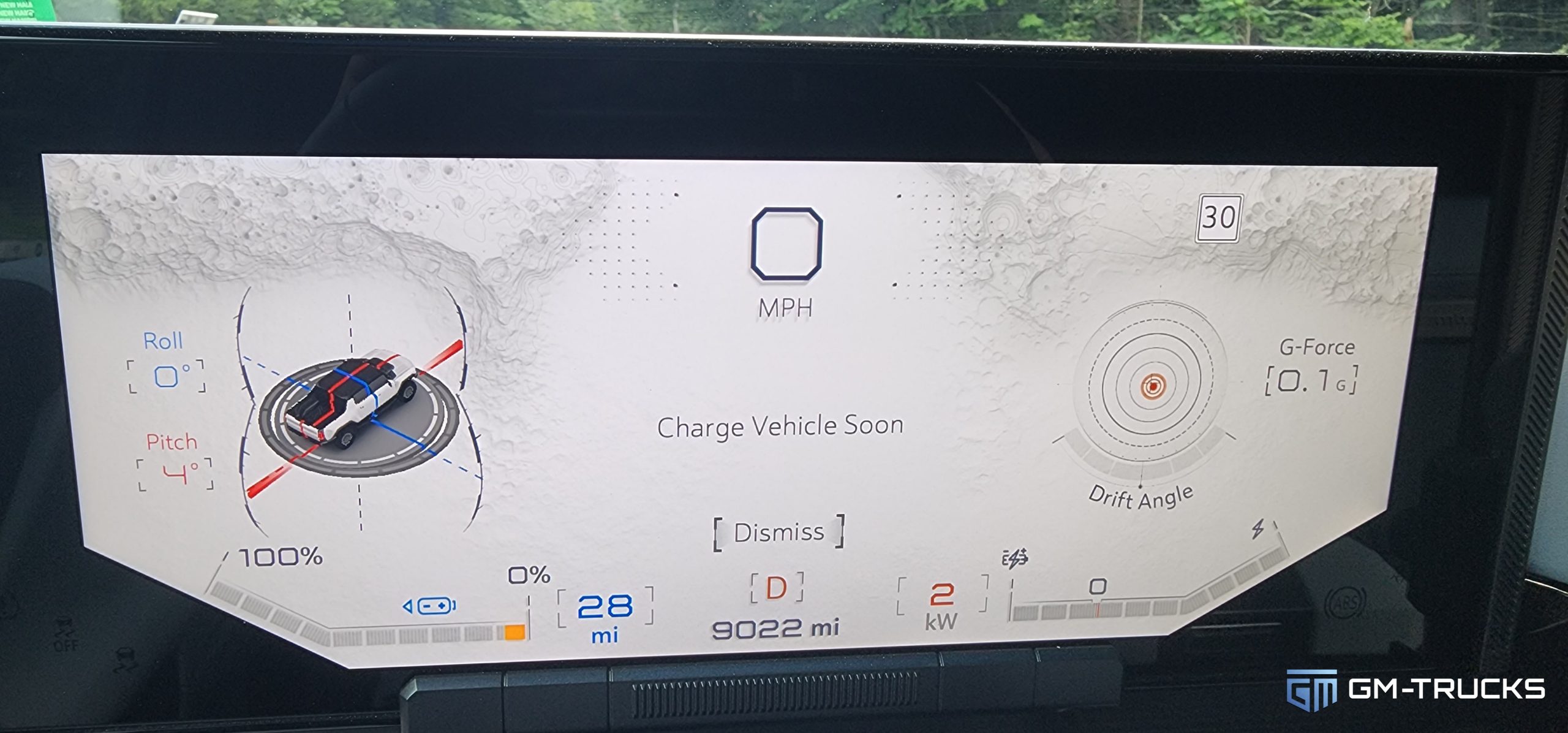 Charge Vehicle Soon - GMC HUMMER EV Edition 1 Pickup Gauge Cluster Warning