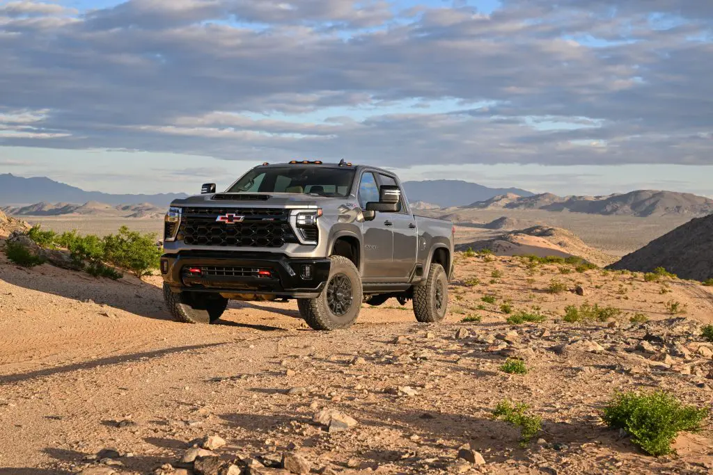 Front three-quarter view of the 2024 Silverado HD ZR2