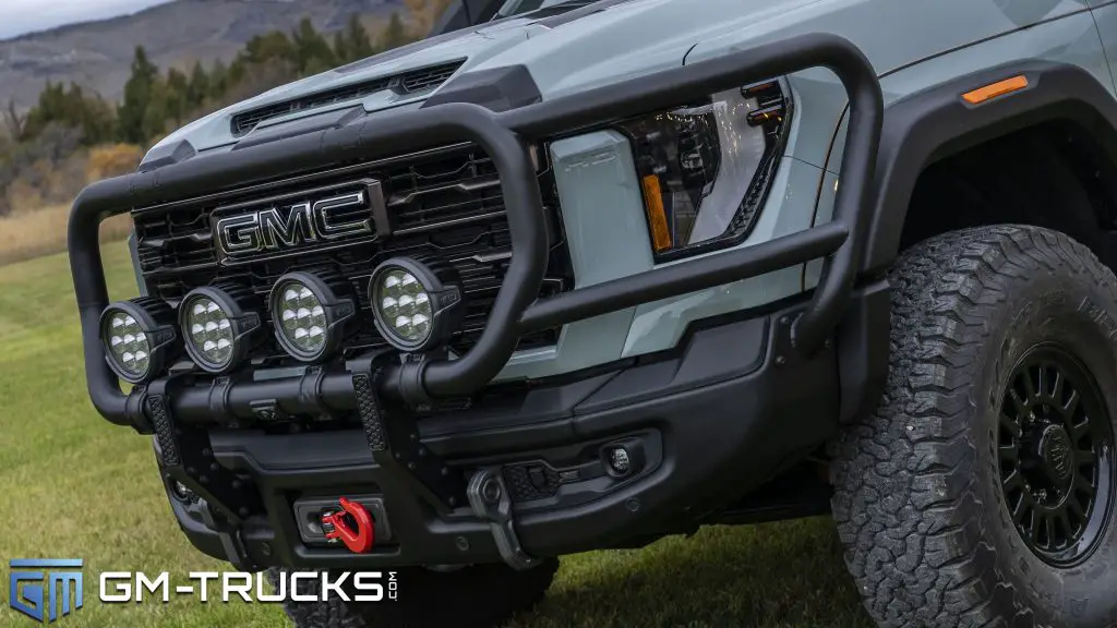 The prototype front brush guard has placement for lighting and relocates the factory front view camera