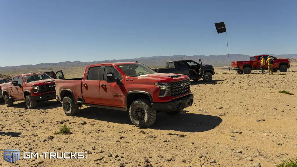 The 2024 Chevrolet Silverado HD ZR2 Bison at the top of a trail in Johnson Valley California