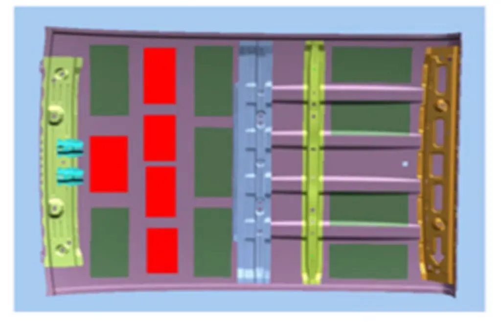 Car Washes Are Denting Chevy Colorado and GMC Canyon Roofs - Now There's A Fix 3 A diagram showing the location service technicians should place five stiffening panels to the roof of 2023 Colorado and Canyon Pickups