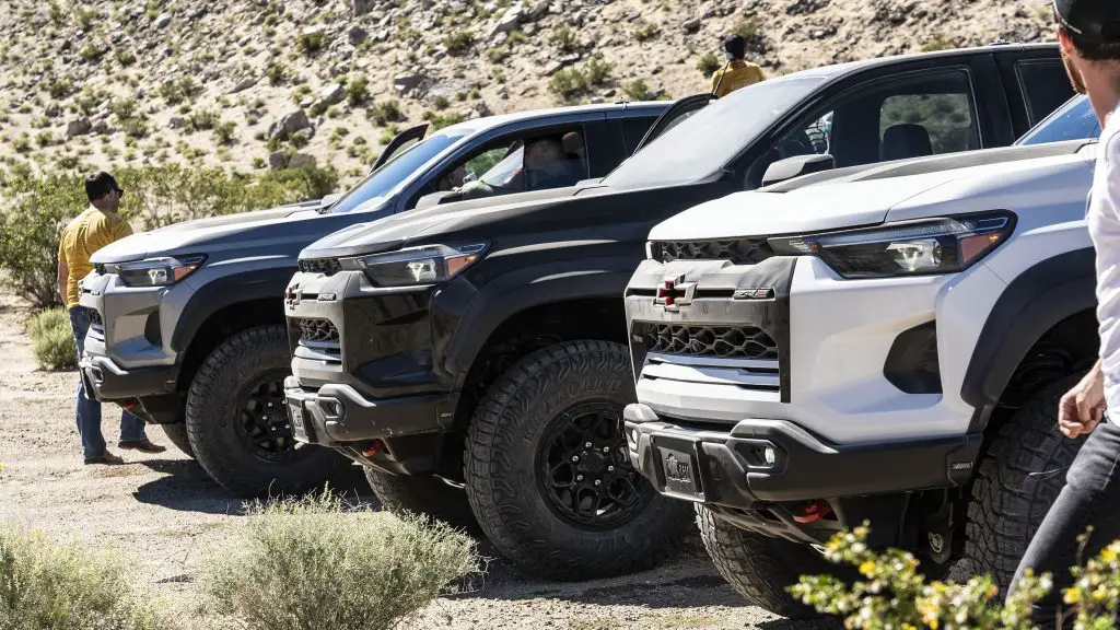 2024 Chevrolet Colorado & GMC Canyon Stop Sale Resolved- Units Begin Shipping To Dealers 2 A lineup of Chevrolet Colorado ZR2 Pickups