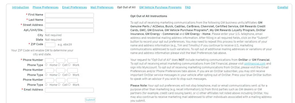 How To Opt Out Of General Motors Data Collection, OnStar Smart Driver and Request Collected Driving Data 3 The types of data you can request and/or opt out of from General Motors varies considerably depending on which state you reside in.