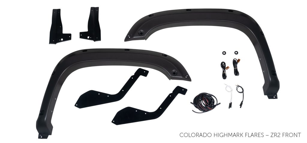 AEV HighMark Fender Flares - Yes, A Colorado ZR2 CAN Fit 35 inch Tires Without A Lift 4 The AEV HighMark Fender Flare Kit Is Available for 2019-2022 Chevrolet Colorado ZR2 and ZR2 Bison Crew Cab / Short Bed Pickups