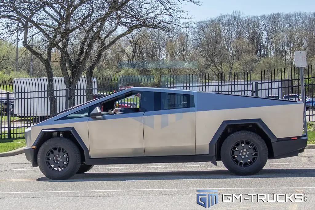 A Tesla Cybertruck owned by General Motors being benchmarked at the company's Milford Proving Grounds