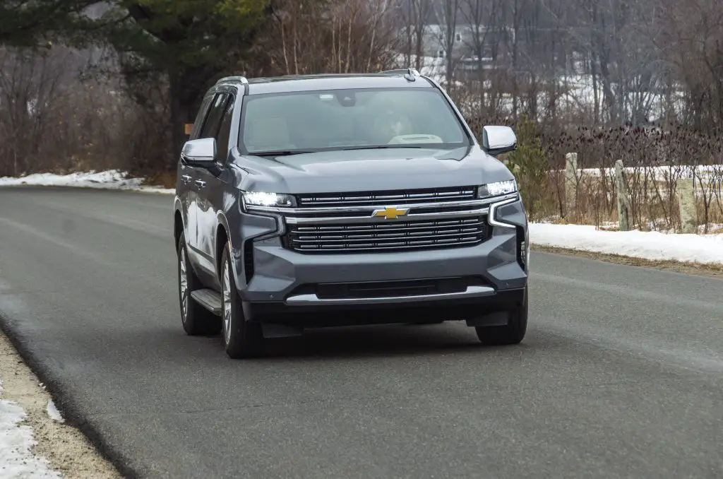 2021 Chevrolet Suburban Duramax Diesel driving in winter conditions, part of GM rear wheel lock-up recall