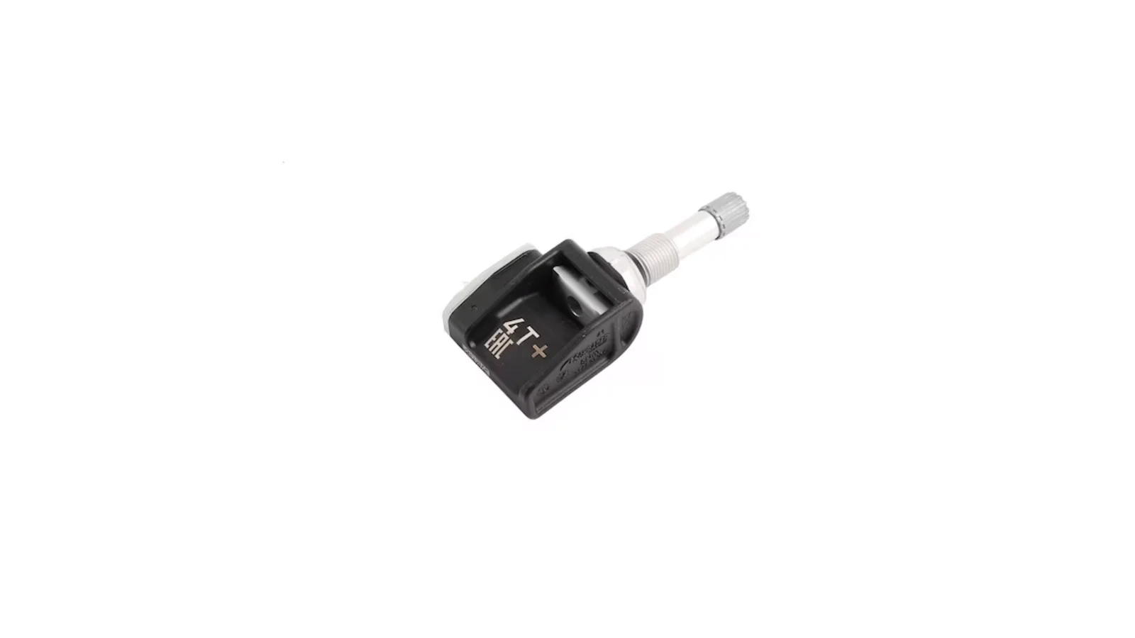 Animated OEM Tail Lamps Jam Trailer TPMS on Silverado HD / Sierra HD 2 Black and silver trailer tire pressure monitor sensor valve stem on a white background.